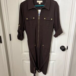Michael Kors Chocolate Dress with Gold Details